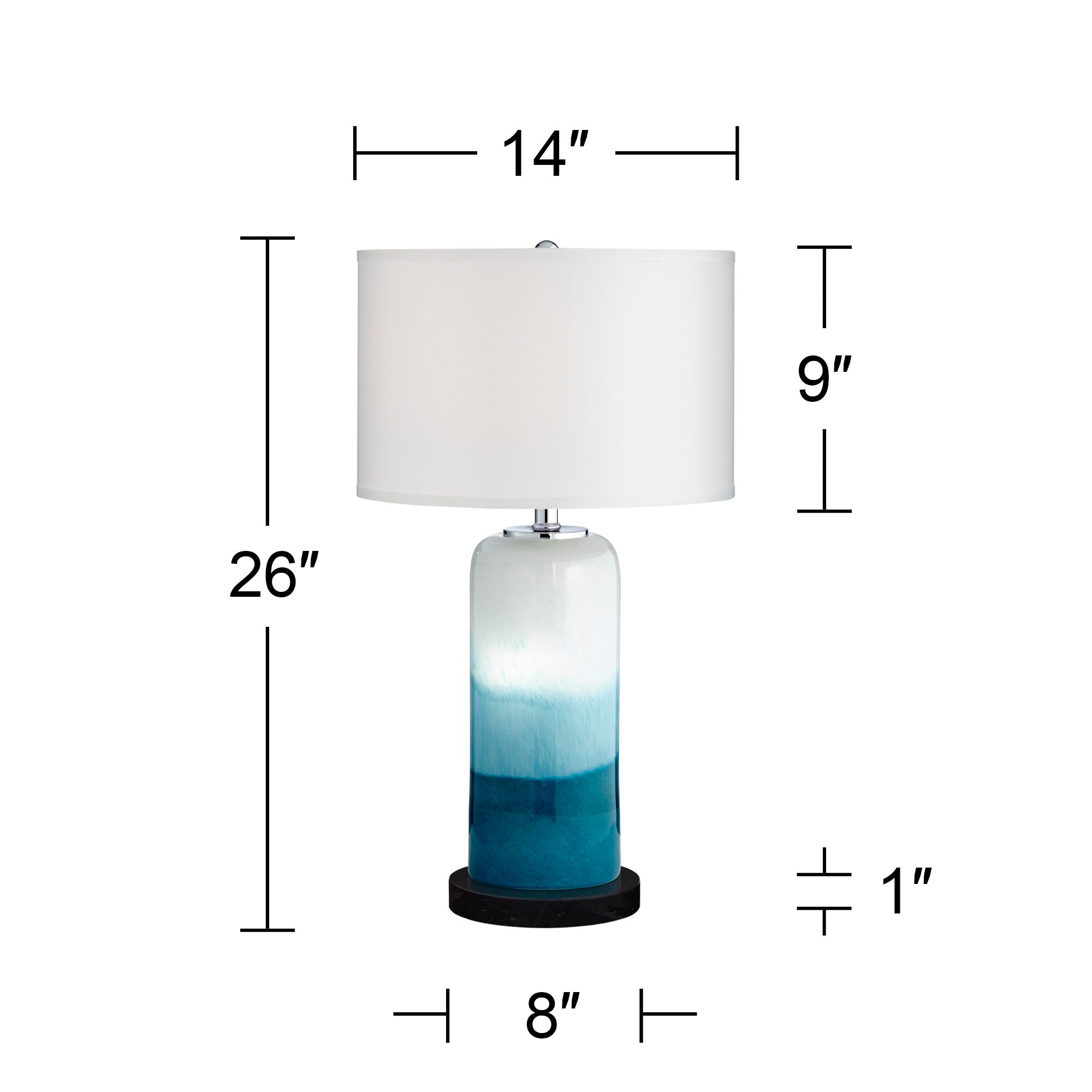 Possini Euro Roxanne 25" Blue Night Light Lamp with Black Marble Riser