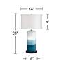 Possini Euro Roxanne 25" Blue Night Light Lamp with Black Marble Riser