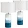 Possini Euro Roxanne 25" White Blue Glass Night Light Lamps Set of 2