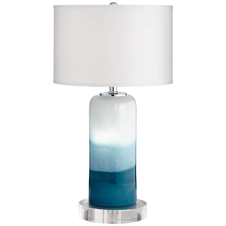 Image 1 Possini Euro Roxanne 26 1/4 inch Blue Glass Table Lamp with Acrylic Riser