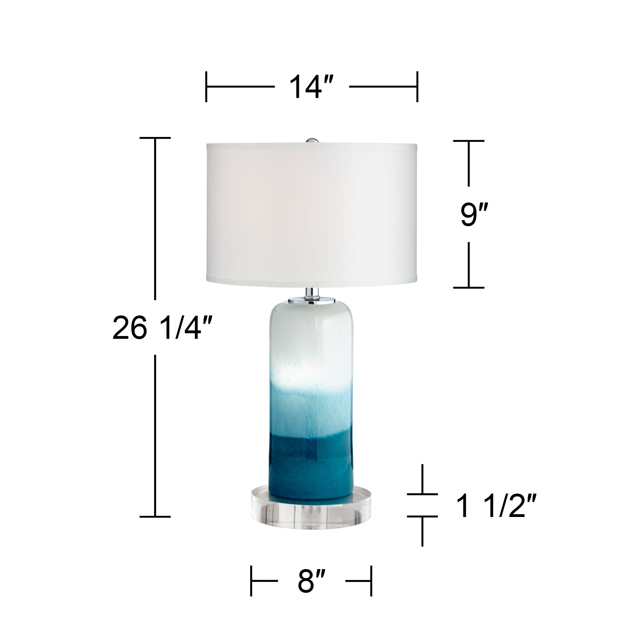 Possini Euro Roxanne 26 1/4" Blue Glass Table Lamp with Acrylic Riser