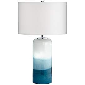 Image2 of Possini Euro Roxanne Blue Art Glass Table Lamp with LED Night Light