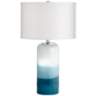 Possini Euro Roxanne Blue Glass LED Night Light Table Lamp With USB Dimmer