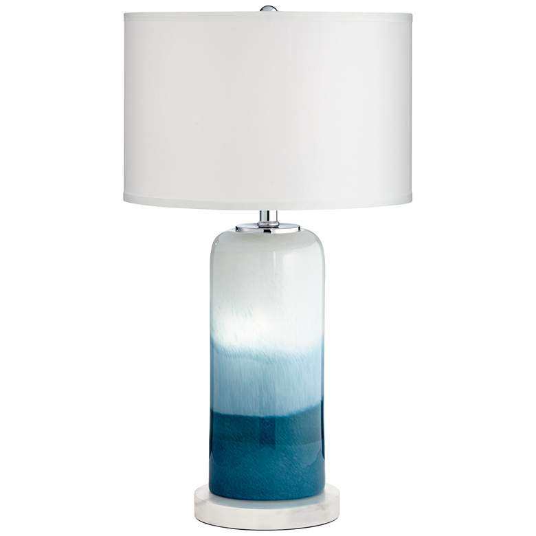 Image 1 Possini Euro Roxanne Coastal Blue Night Light Table Lamp with Marble Riser