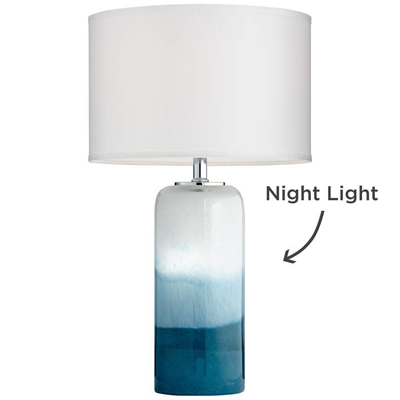 Image 7 Possini Euro Roxanne Coastal Blue Night Light Table Lamp with Marble Riser more views
