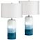 Possini Euro Roxanne White Blue Glass Night Light Table Lamps Set of 2