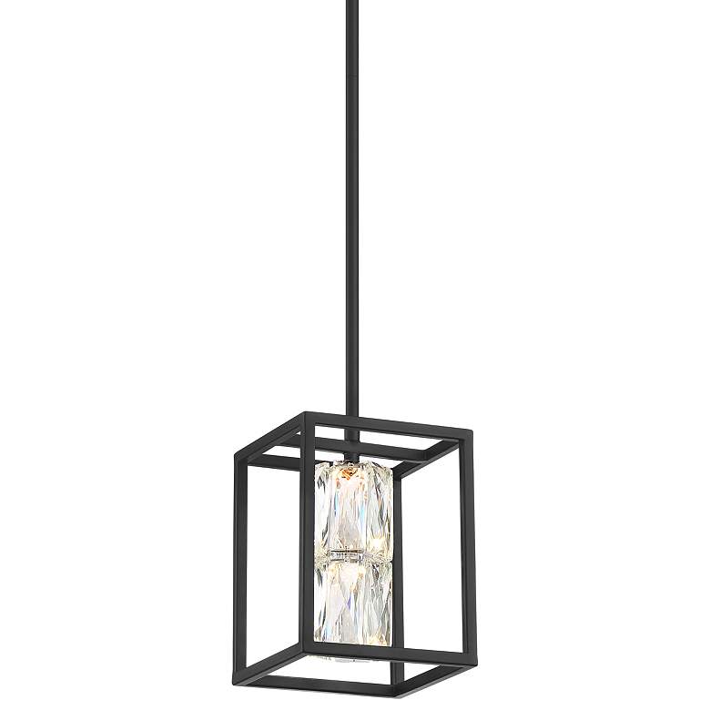Image 2 Possini Euro Roxbury 6" Open Rectangle Black and Crystal Mini Pendant