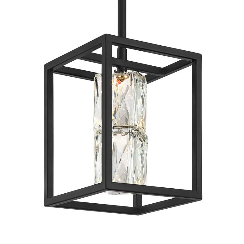 Image 3 Possini Euro Roxbury 6" Open Rectangle Black and Crystal Mini Pendant more views