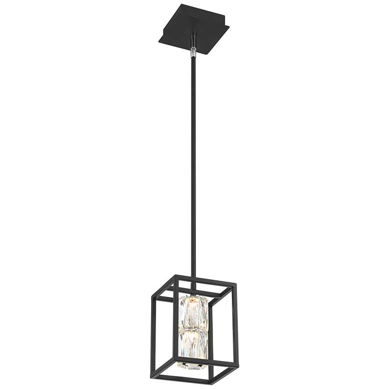 Image 6 Possini Euro Roxbury 6" Open Rectangle Black and Crystal Mini Pendant more views