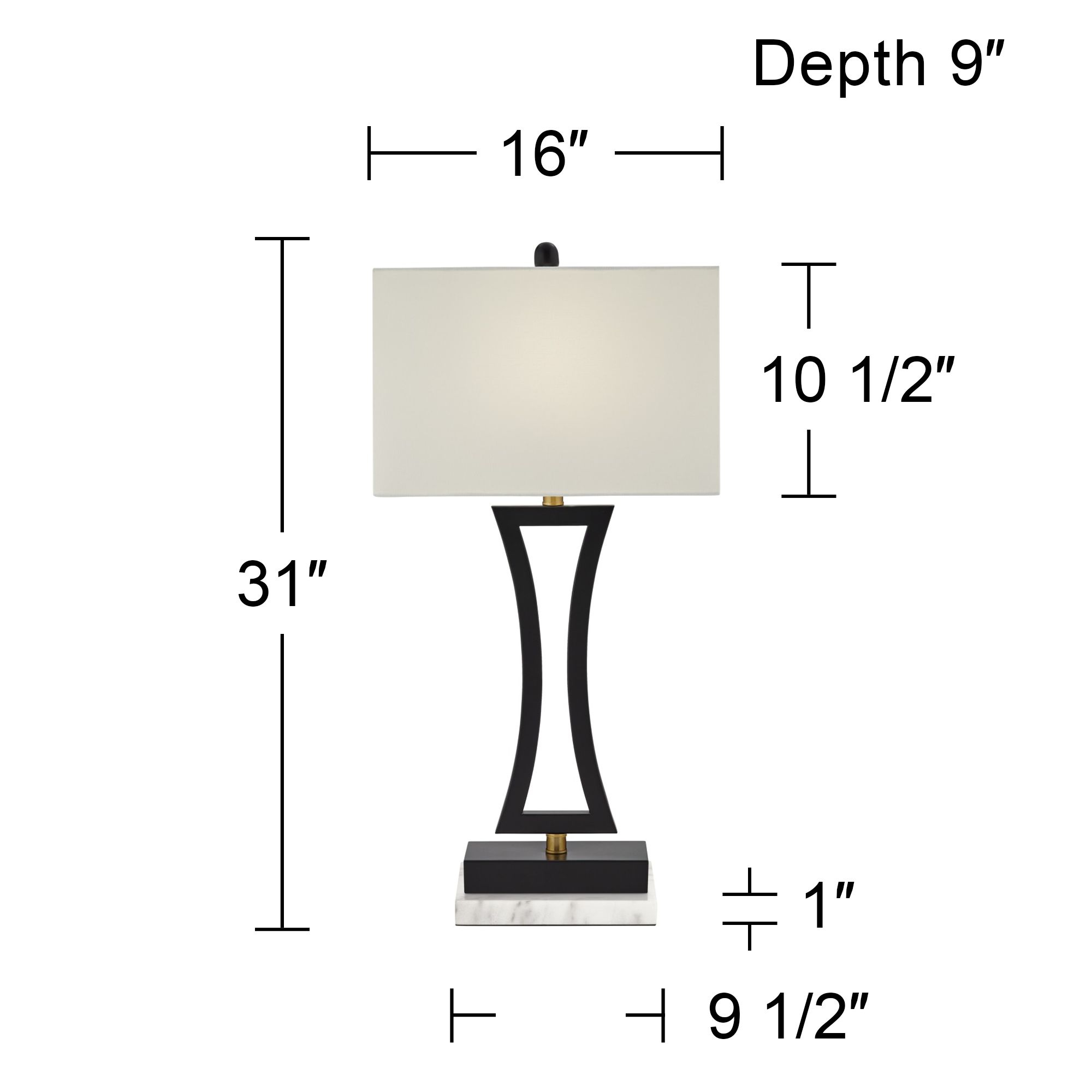 Possini Euro Roxie 31" Black USB Lamps Set of 2 with Marble Risers