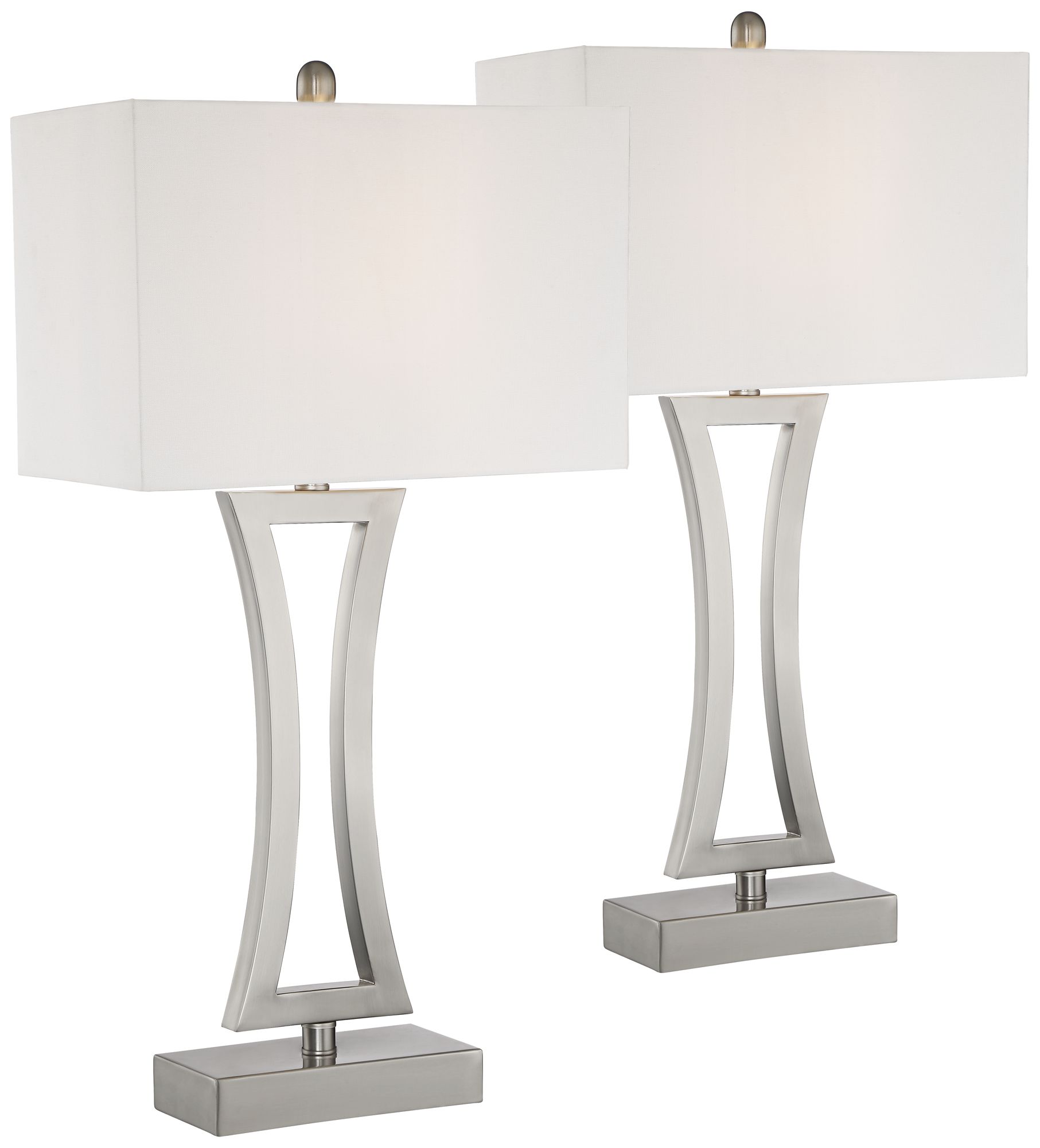 Image 2 Possini Euro Roxie 31" High Brushed Nickel Metal Table Lamps Set of 2