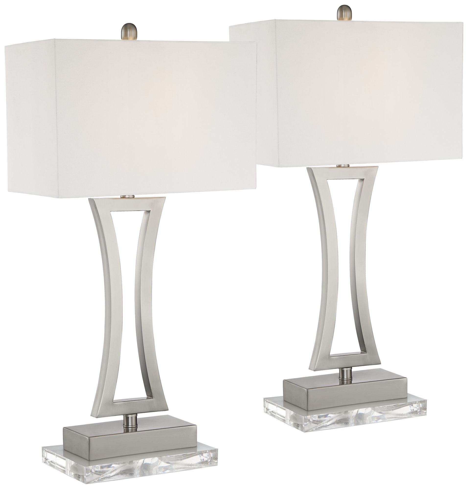 Possini Euro Roxie 31" Nickel Lamps Set of 2 with Acrylic Risers