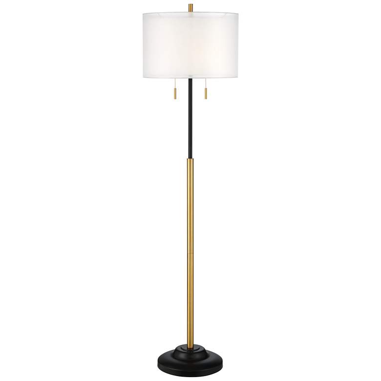 Image 2 Possini Euro Roxie 65 1/2 inch Double Shade Black and Gold Floor Lamp