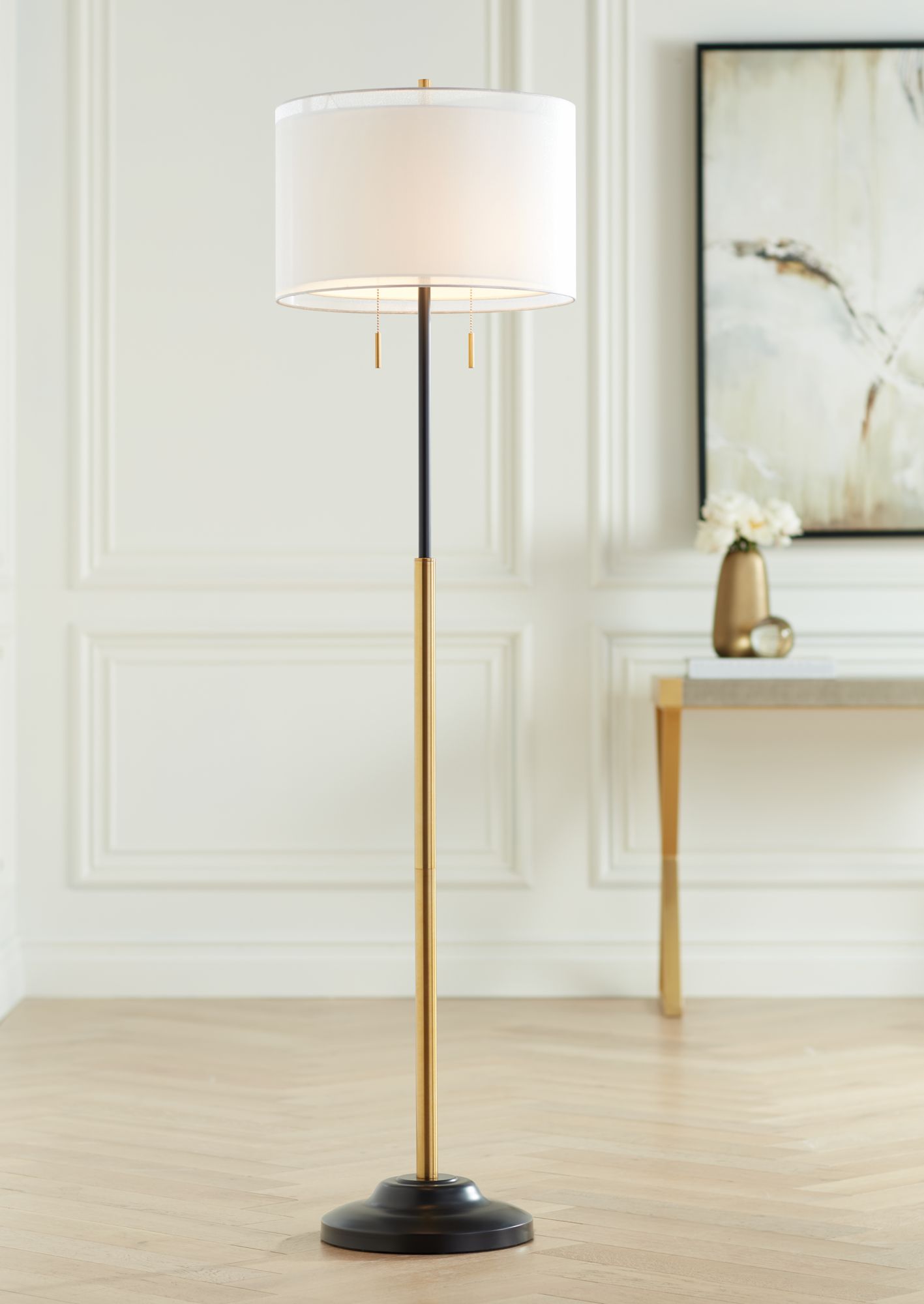 White and deals gold floor lamp