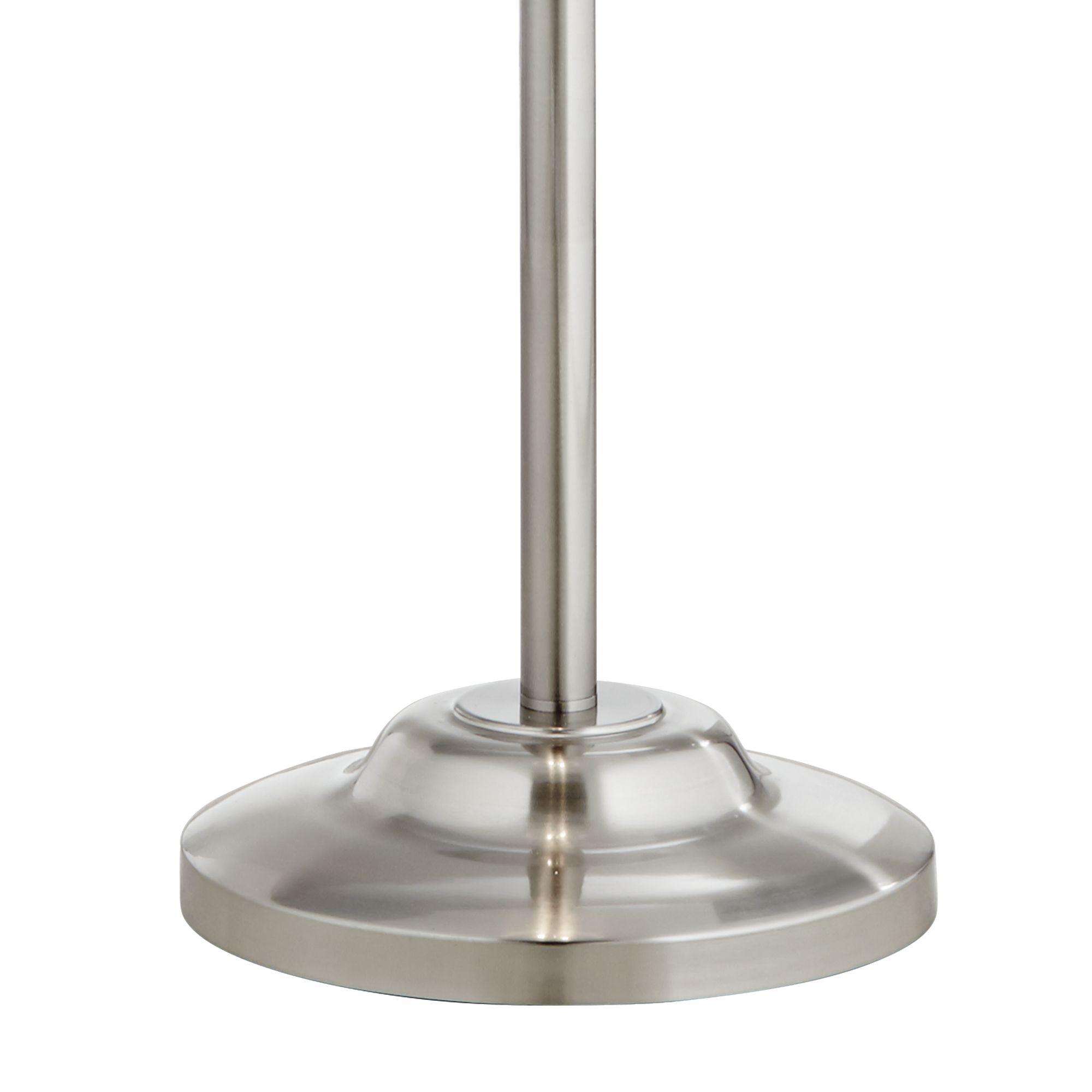 Watch A Video About the Possini Euro Roxie Brushed Nickel Modern Floor Lamp with Double Drum Shade