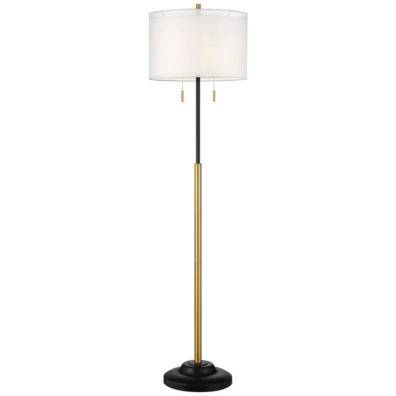 Image 7 Possini Euro Roxie 70" Brass Black Modern Floor Lamp with Black Riser more views