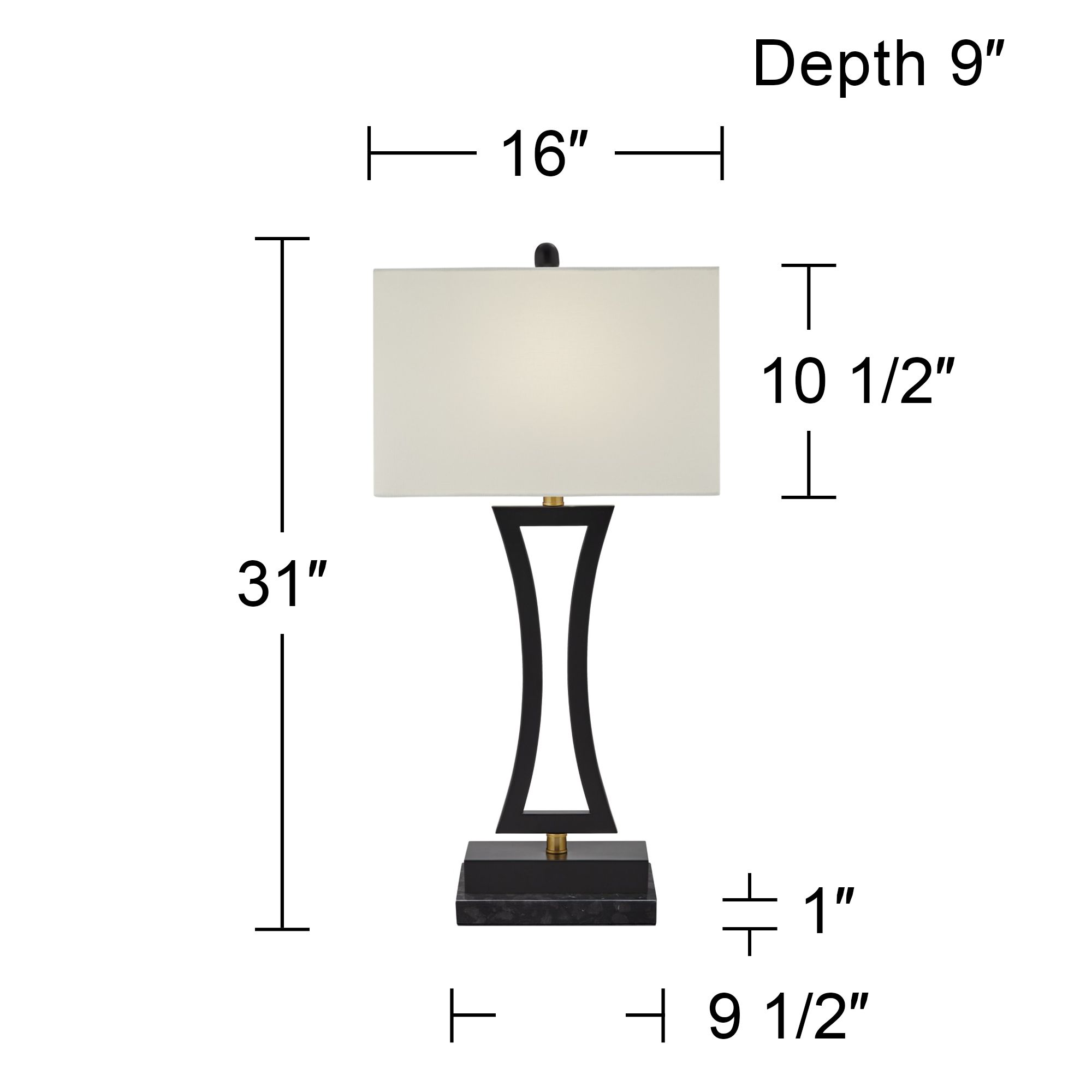 Possini Euro Roxie Black Metal USB Lamps with Black Marble Riser Set of 2