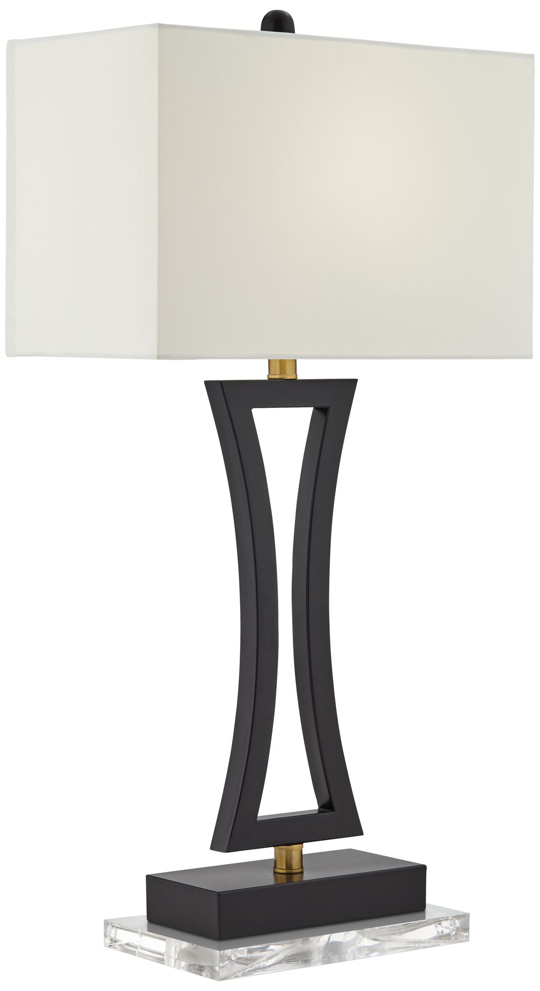 Possini Euro Roxie Black Metal USB Table Lamps Set of 2 with Acrylic Risers