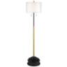 Possini Euro Roxie Brass and Black Luxe Modern Floor Lamp with Black Riser