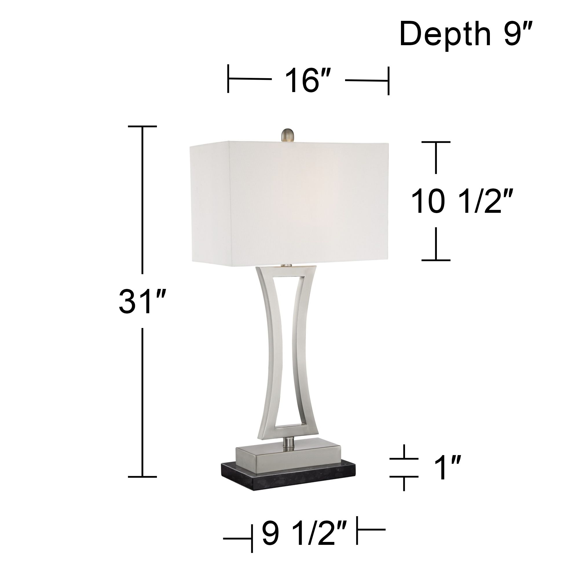 Image 6 Possini Euro Roxie Brushed Nickel Lamps Set of 2 with Black Marble Risers more views