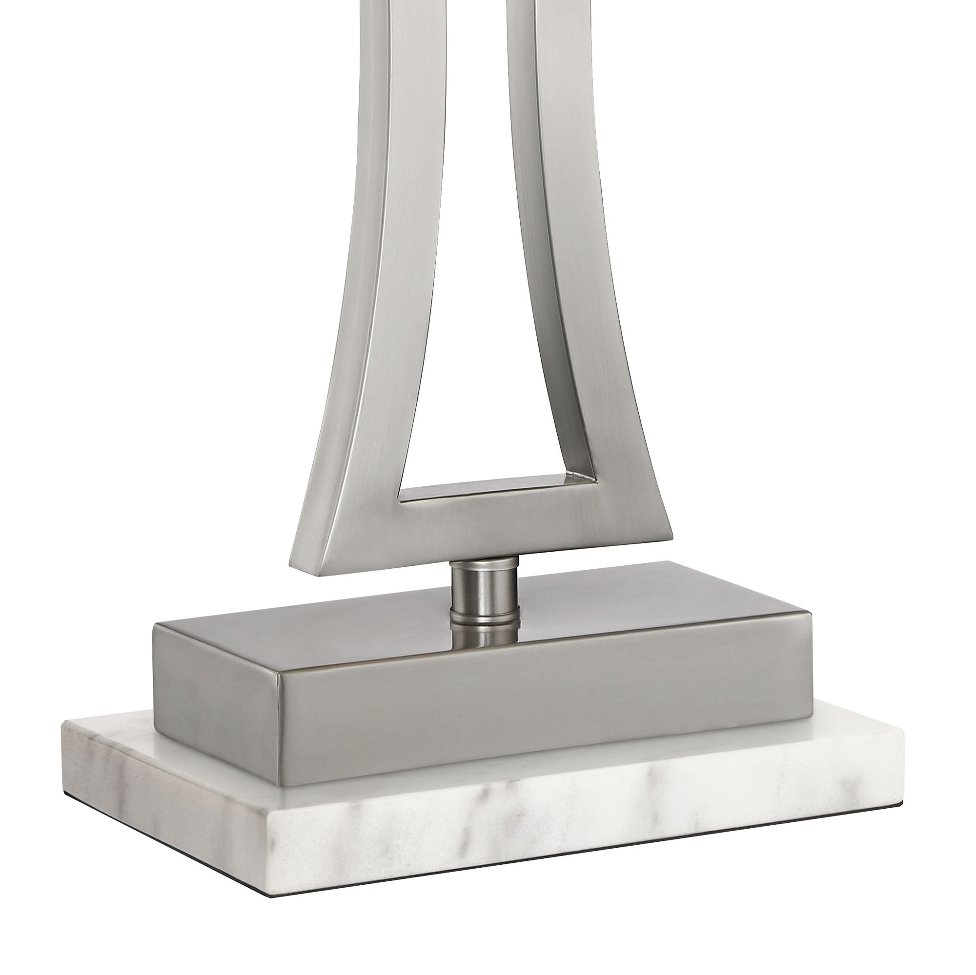 Image 4 Possini Euro Roxie Brushed Nickel Lamps Set of 2 with White Marble Risers more views