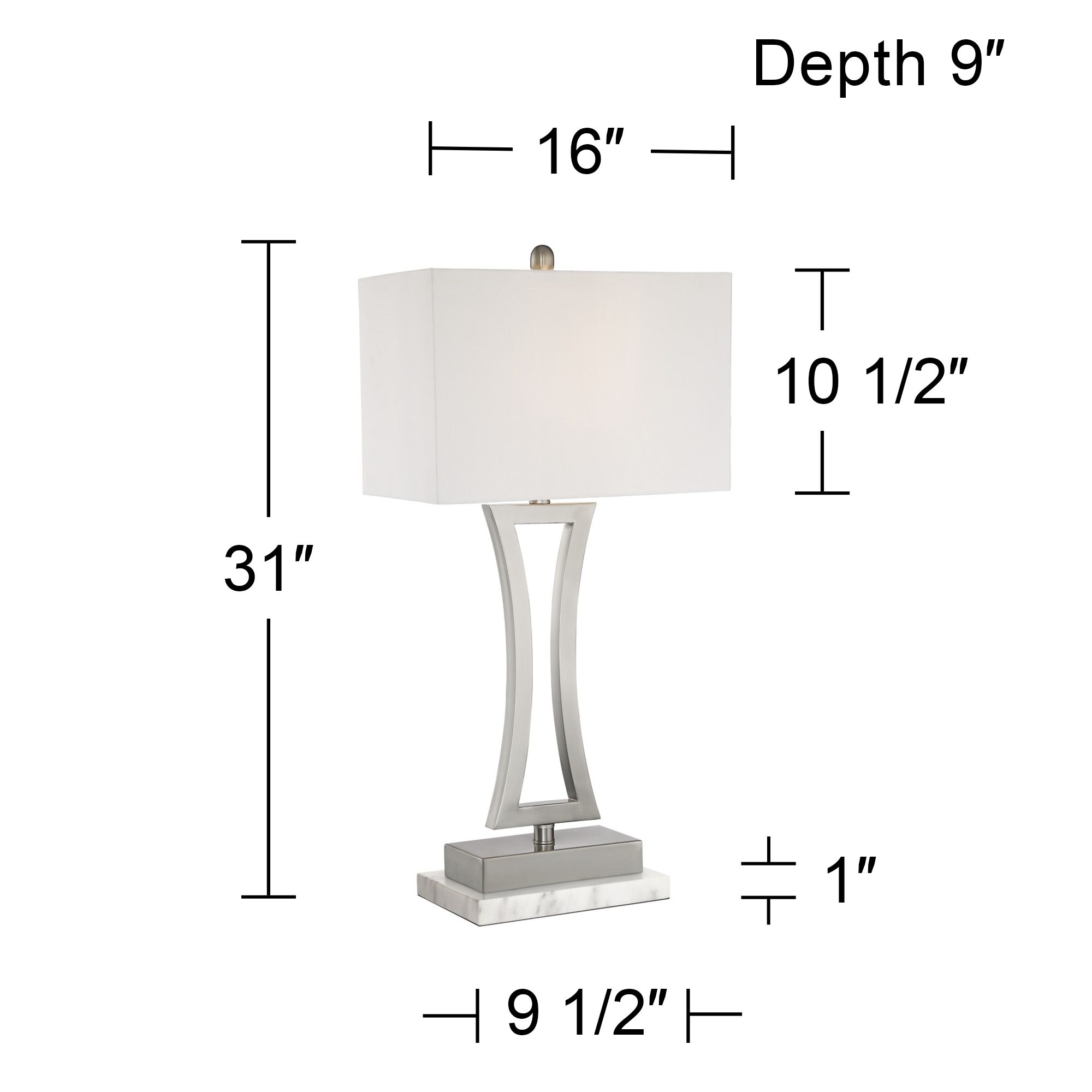 Image 6 Possini Euro Roxie Brushed Nickel Lamps Set of 2 with White Marble Risers more views