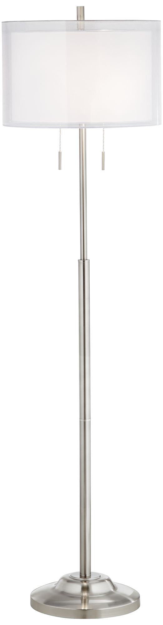 Possini Euro Roxie Brushed Nickel Modern Floor Lamp with Double