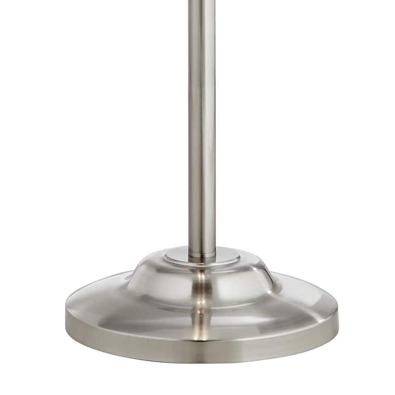 Possini Euro Roxie Brushed Nickel Modern Floor Lamp with Double Drum Shade more views