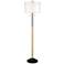Possini Euro Roxie Mixed Metals Black Gold Floor Lamp with Double Shade