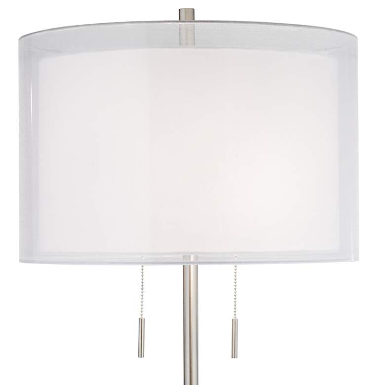 Image 3 Possini Euro Roxie Modern Brushed Nickel Double Shade Floor Lamp with Riser more views