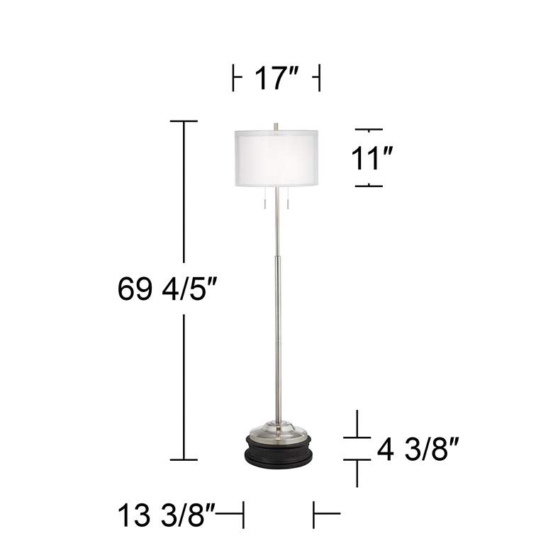 Image 6 Possini Euro Roxie Modern Brushed Nickel Double Shade Floor Lamp with Riser more views