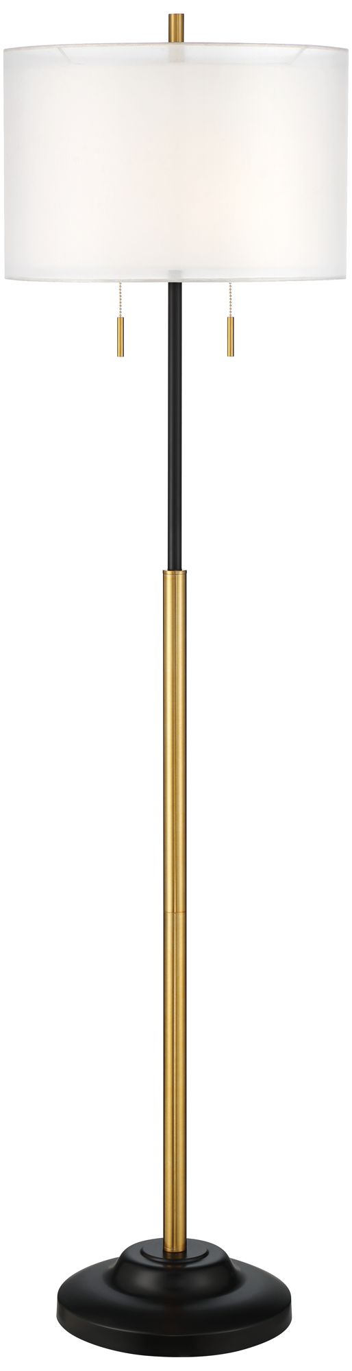 Image 3 Possini Euro Roxxy 65 1/2" Double Shade Black and Gold Floor Lamp