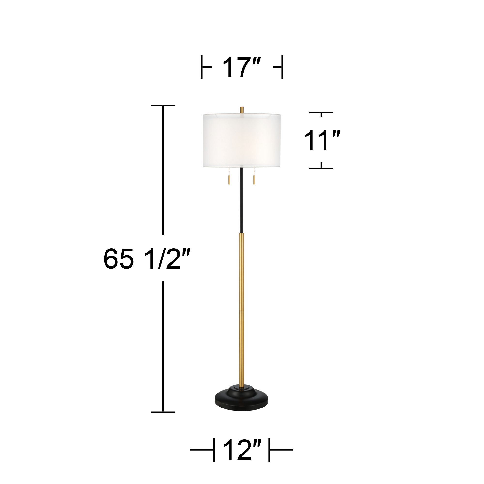 Possini Euro Roxxy 65 1/2" Double Shade Black and Gold Floor Lamp in scene