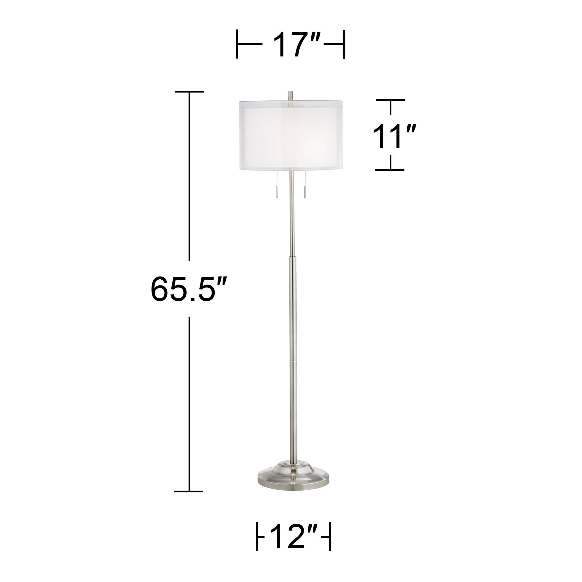 Watch A Video About the Possini Euro Roxie Brushed Nickel Modern Floor Lamp with Double Drum Shade