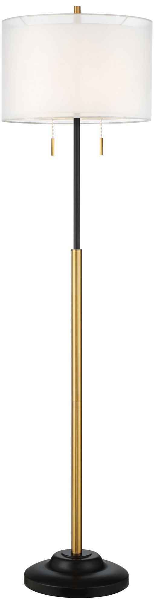 Possini Euro Roxxy 70" Brass Black Modern Floor Lamp with Black Riser