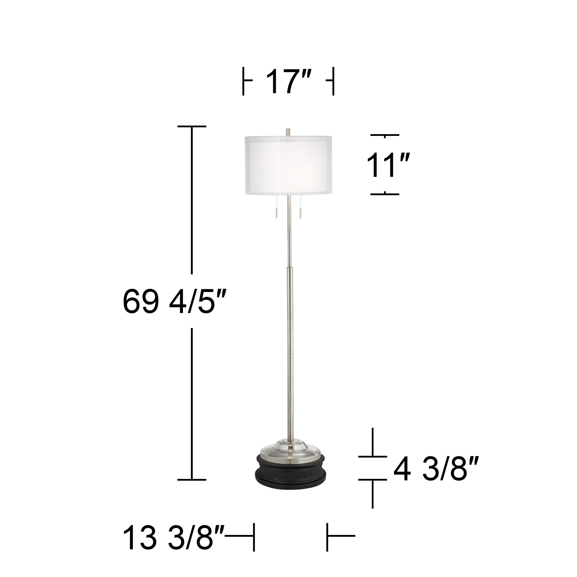 Image 6 Possini Euro Roxxy Modern Brushed Nickel Double Shade Floor Lamp with Riser more views