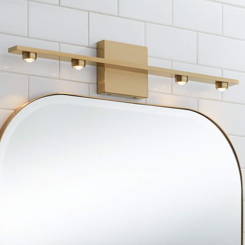 Image 1 Possini Euro Roz 23 3/4" Wide Warm Brass 4-Light LED Bath Light
