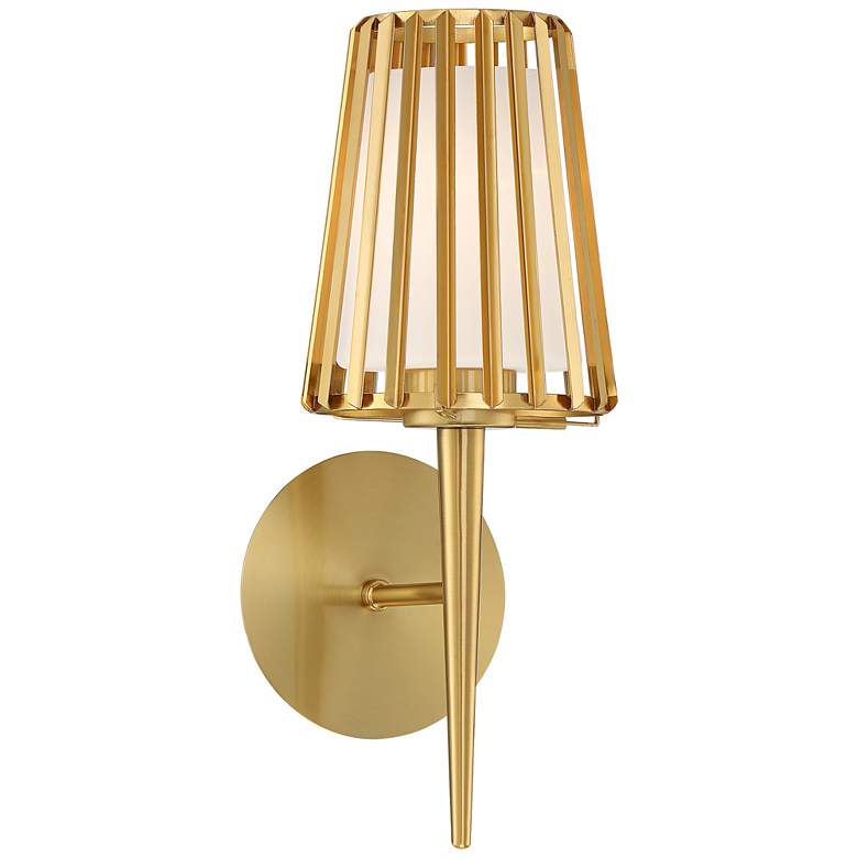Image 1 Possini Euro Rudi 16 1/4"H Brass Stripe Wall Sconce