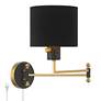 3_Possini Euro Rumi 13 1/4"H Gold and Black Swing-Arm Plug-In Wall Lamp