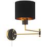 7_Possini Euro Rumi 13 1/4"H Gold and Black Swing-Arm Plug-In Wall Lamp more views