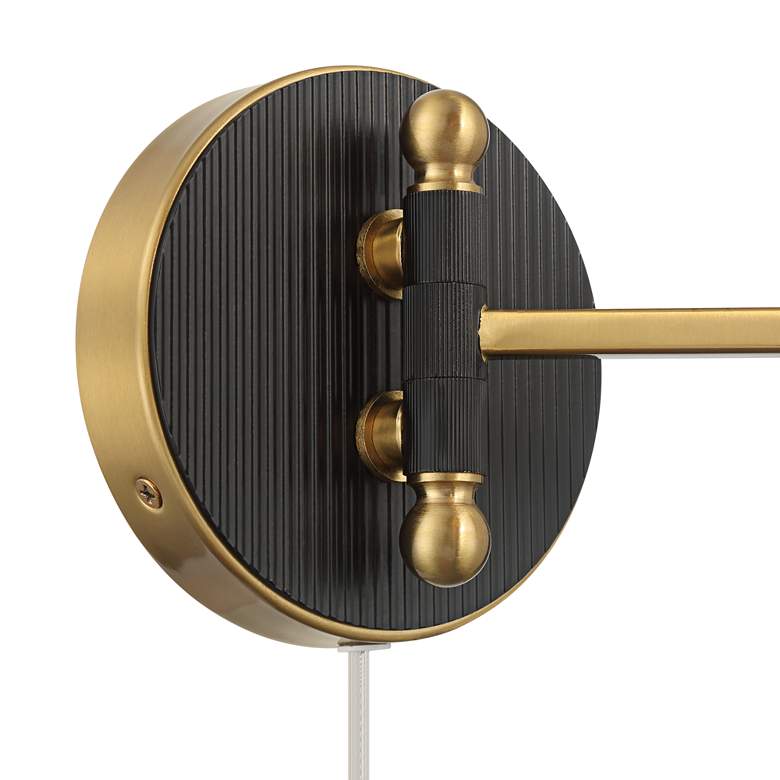 Image 5 Possini Euro Rumi 13 1/4"H Gold Swing-Arm Plug-In Wall Lamp Set of 2 more views