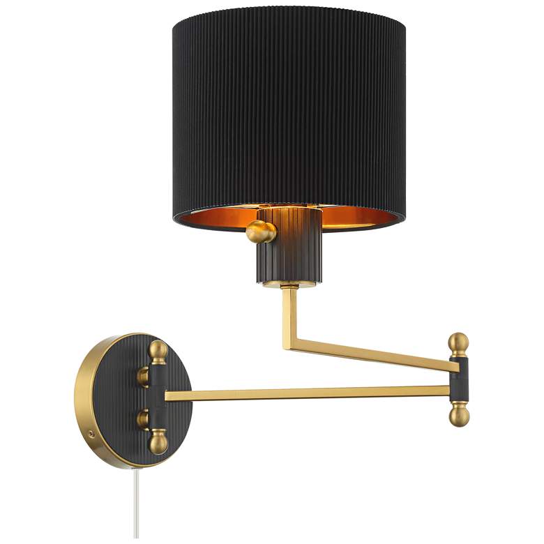 Image 6 Possini Euro Rumi 13 1/4"H Gold Swing-Arm Plug-In Wall Lamp Set of 2 more views