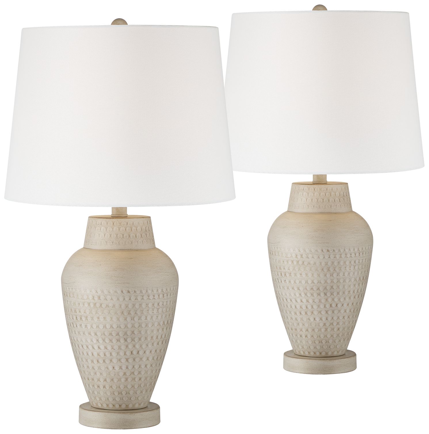 Image 2 Possini Euro Rupert 24 3/4" Beige Hammered Vase Table Lamps Set of 2