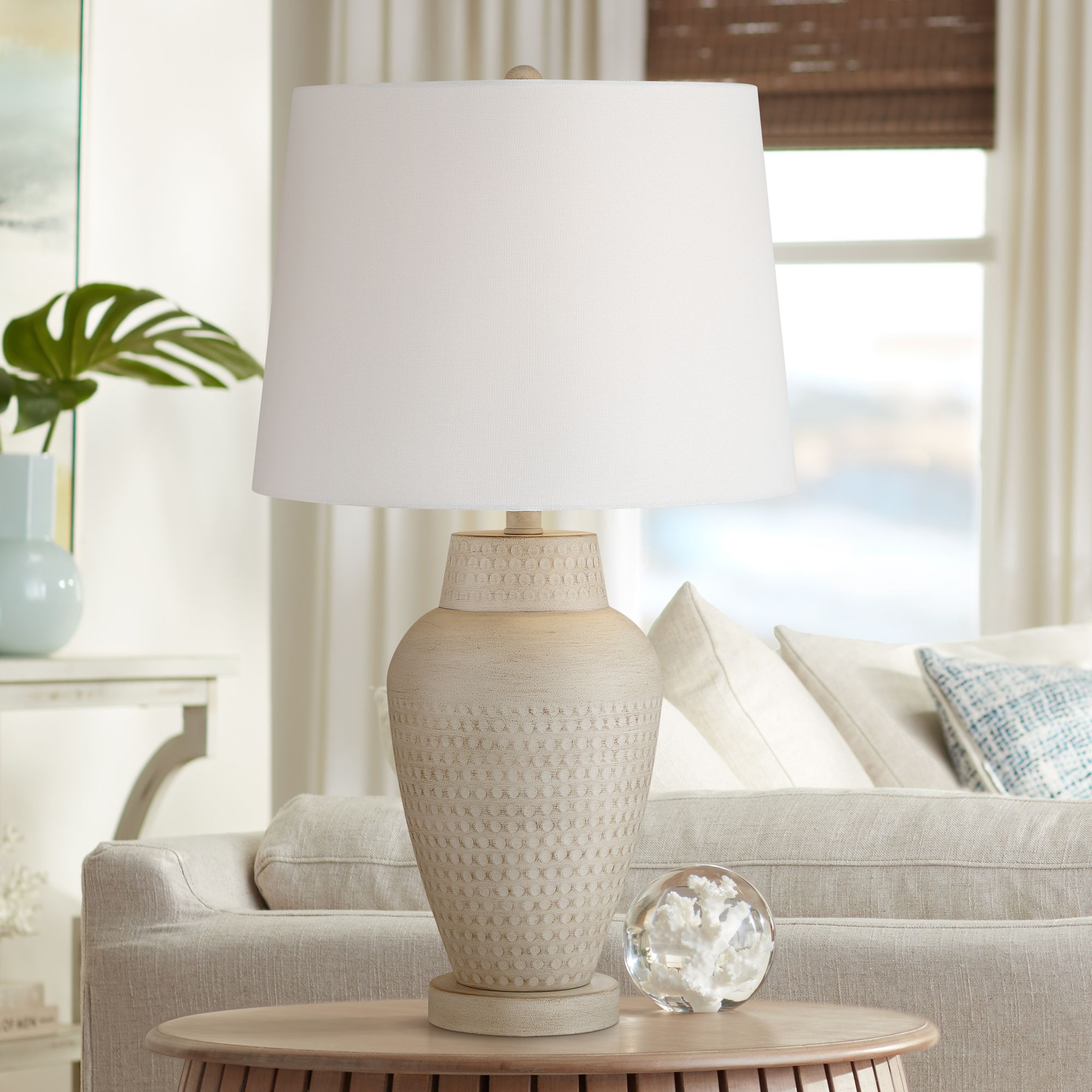 Possini Euro Rupert 24 3/4" Beige Hammered Vase Table Lamps Set of 2