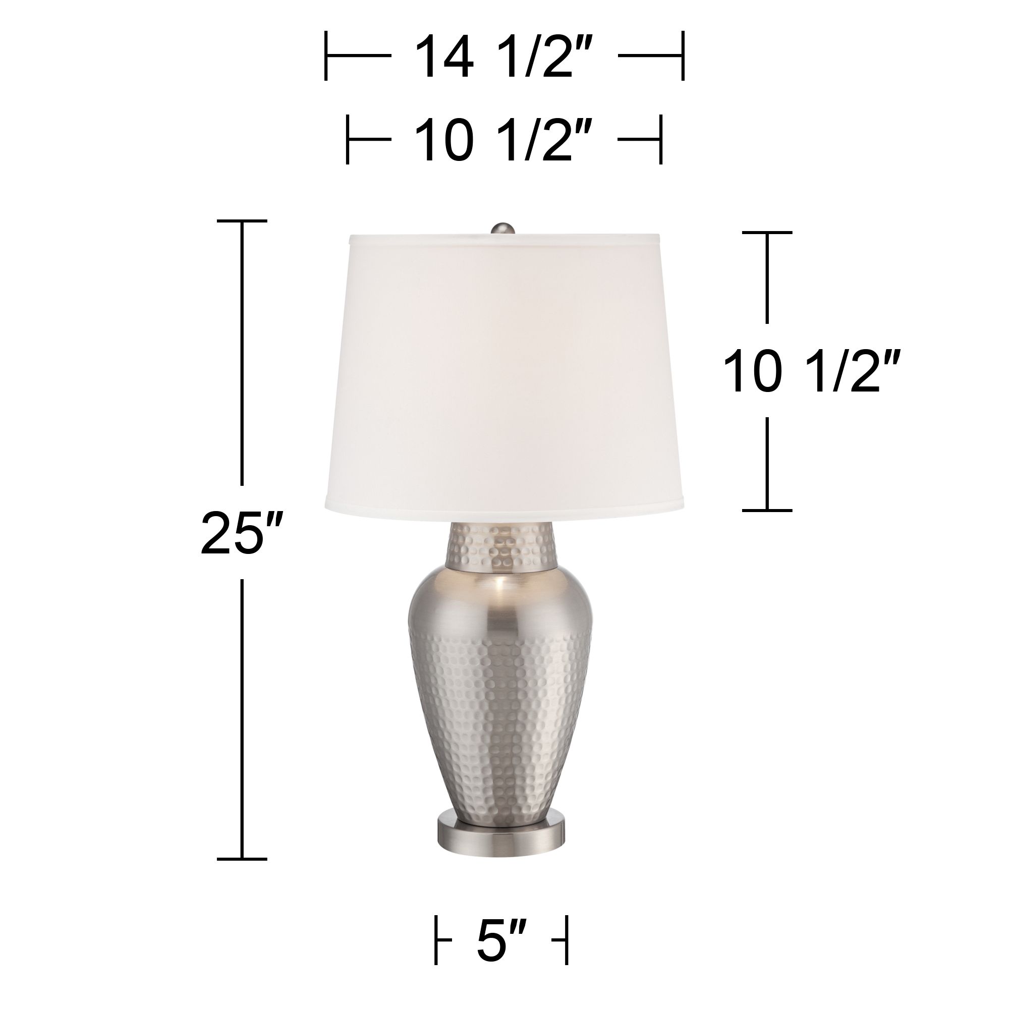 Image 4 Possini Euro Rupert 25" Brushed Nickel Hammered Metal Vase Table Lamp more views