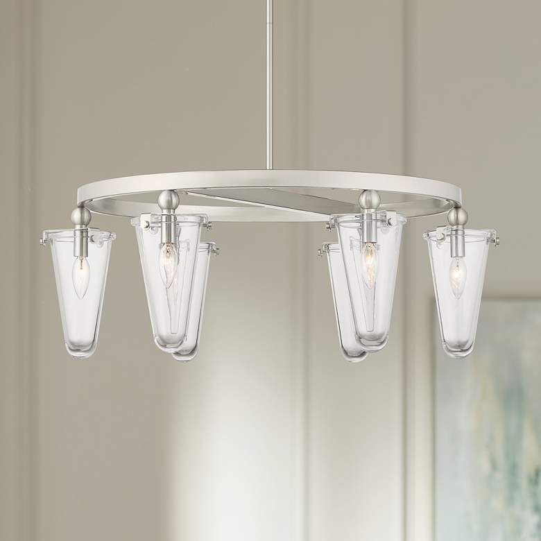 Image 1 Possini Euro Russe 32 1/4" Brushed Nickel 6-Light Ring Chandelier