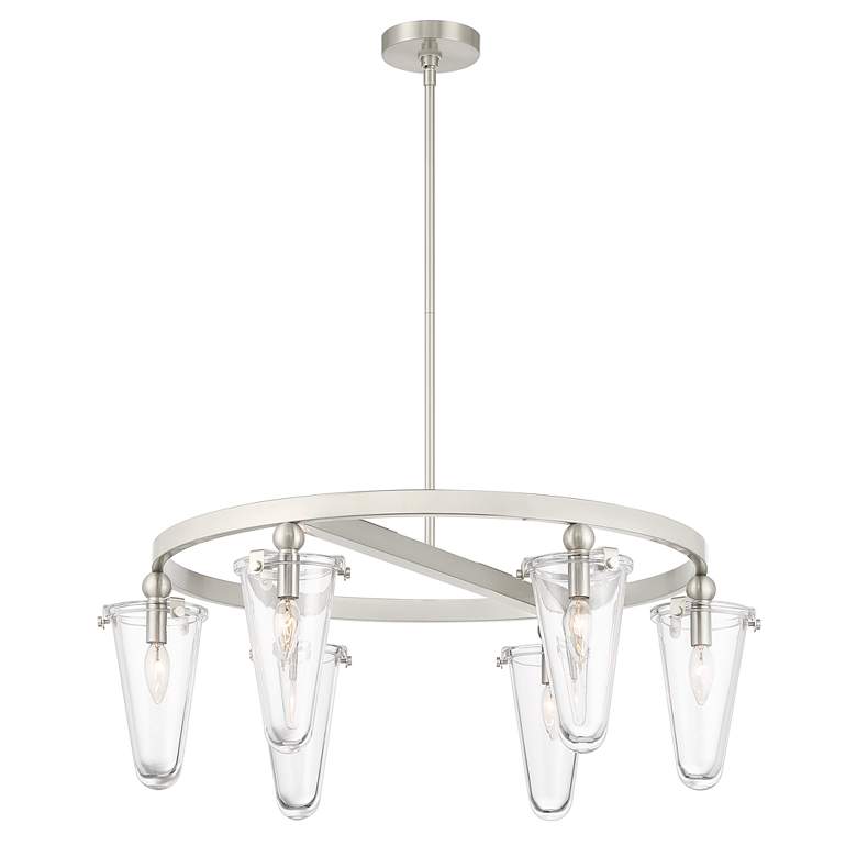 Image 6 Possini Euro Russe 32 1/4 inch Brushed Nickel 6-Light Ring Chandelier more views