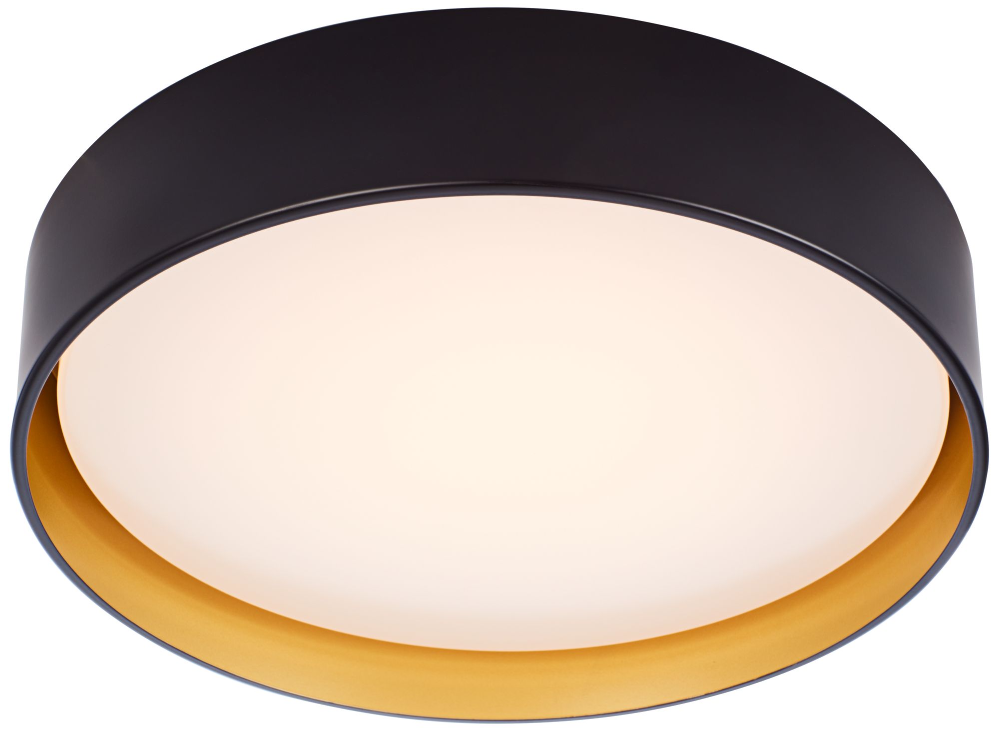 Image 2 Possini Euro Russo 14" Wide Black and Brass LED Ceiling Light