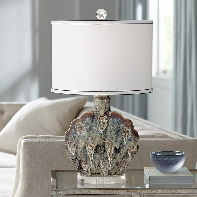 Image 1 Possini Euro Ryan Seashell Ceramic Table Lamp