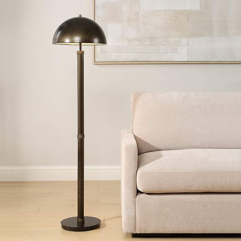 Image 1 Possini Euro Saba 58 1/2" High Dark Bronze Mushroom Dome Floor Lamp